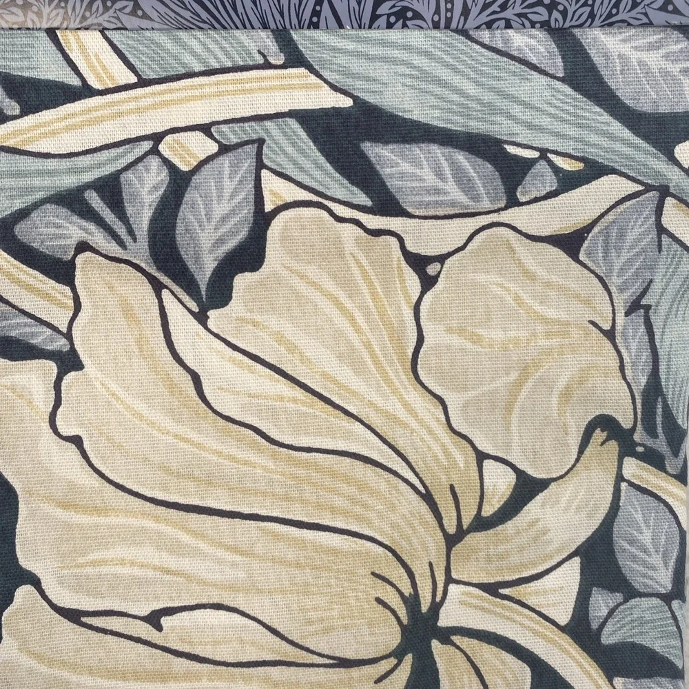 William Morris Curtain Panel Pair 50x84 Pimpernel Ink Navy Blue Floral Cotton